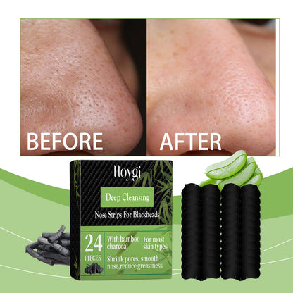 Hoygi Bamboo Charcoal Blackhead Patch, Delicate Skin Care Gently Clean Acne Strawberry Nose Narrow Pores Nose Cleaning Patch