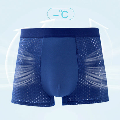 Men S Ice Silk Mesh Boxer Briefs  Breathable Ventilated Micro Mesh Underwear Lightweight Cooling Summer Trunks For Men