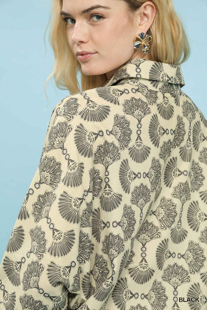 Umgee Printed Button Down Shirt