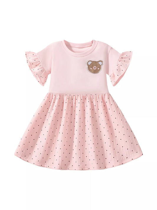 Children's Bear Ruffle Short Sleeve Dress