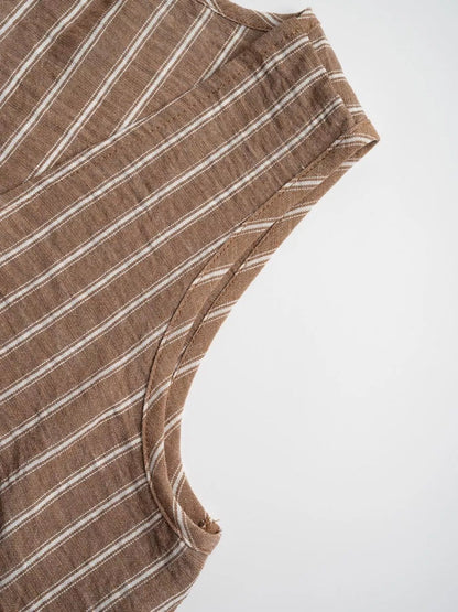Striped Sleeveless Top and Wide Leg Pants Set