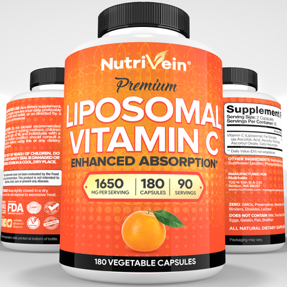 Nutrivein Premium Liposomal Vitamin C Supplement 1650mg - 180 Caps