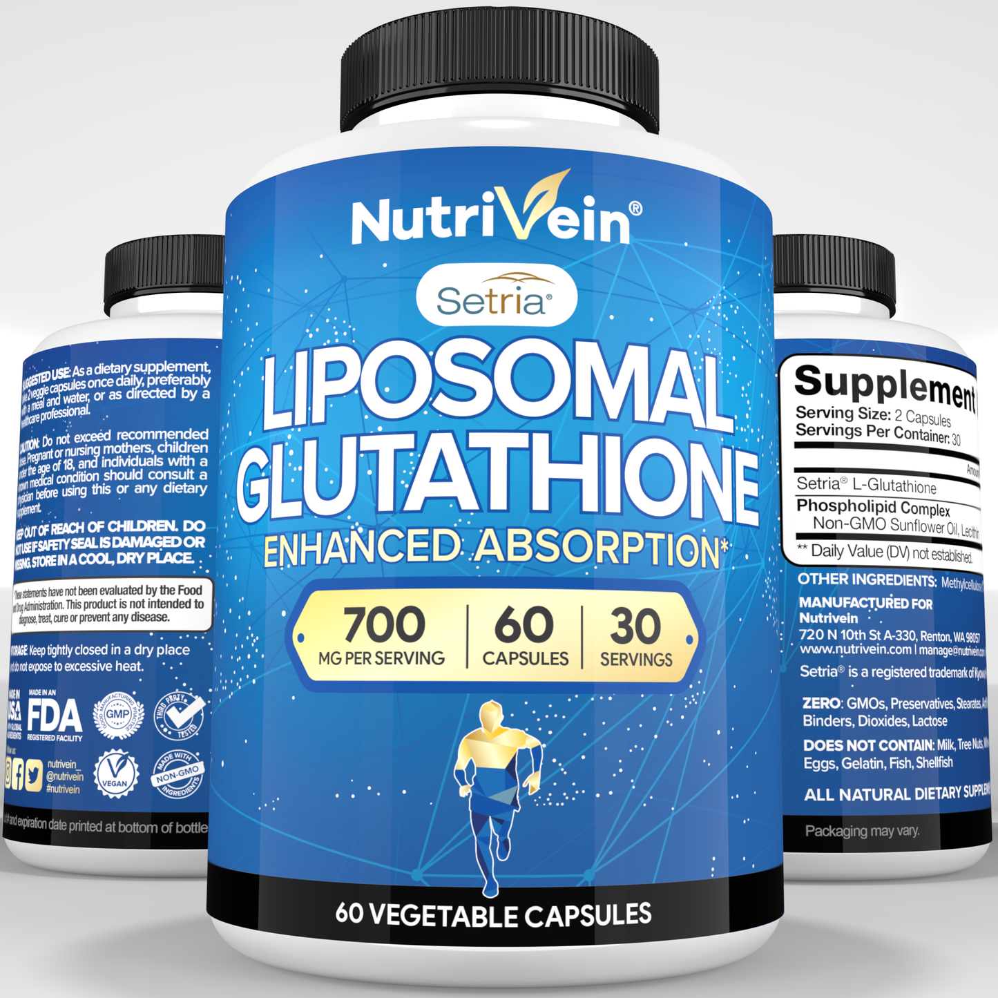 Nutrivein Premium Liposomal Glutathione Supplement 700 mg - 60 Capsules