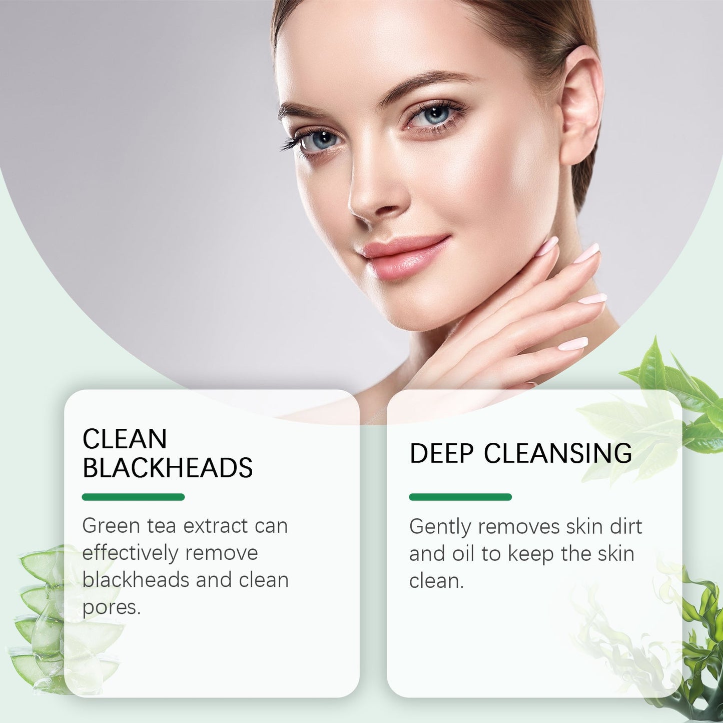 OUHOE Green Tea Facial Cleanser Solid Mask Improves Dullness, Moisturizes, Gently Cleans And Brightened Skin Mask