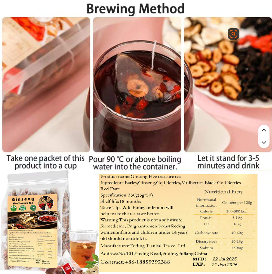 Ginseng Flavored Tea Bagged And Bottled High-grade