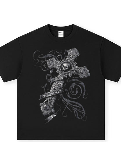 Men's Skull Cross Graphic Oversized T-Shirt