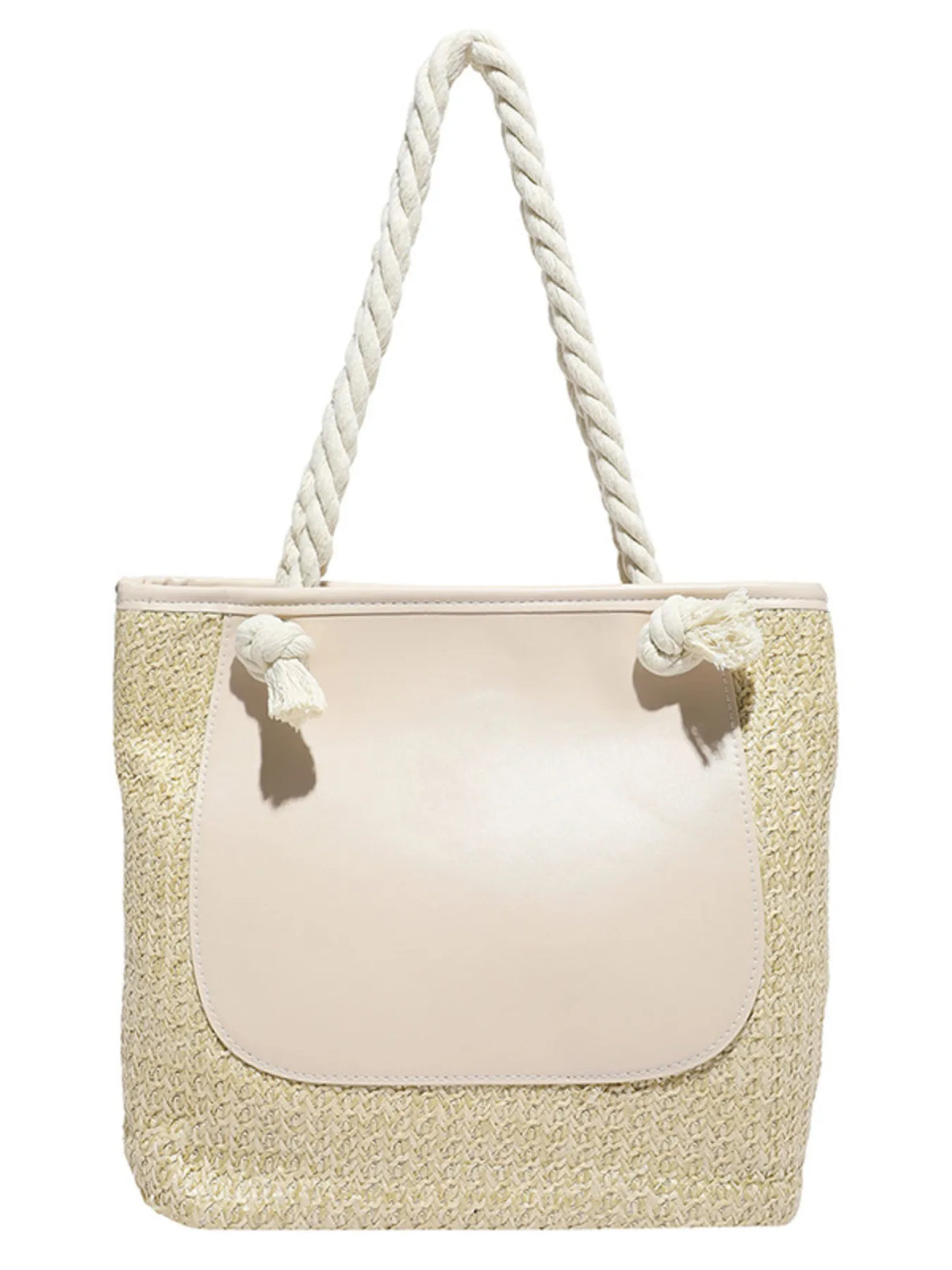 Rope Handle Straw Tote Bag