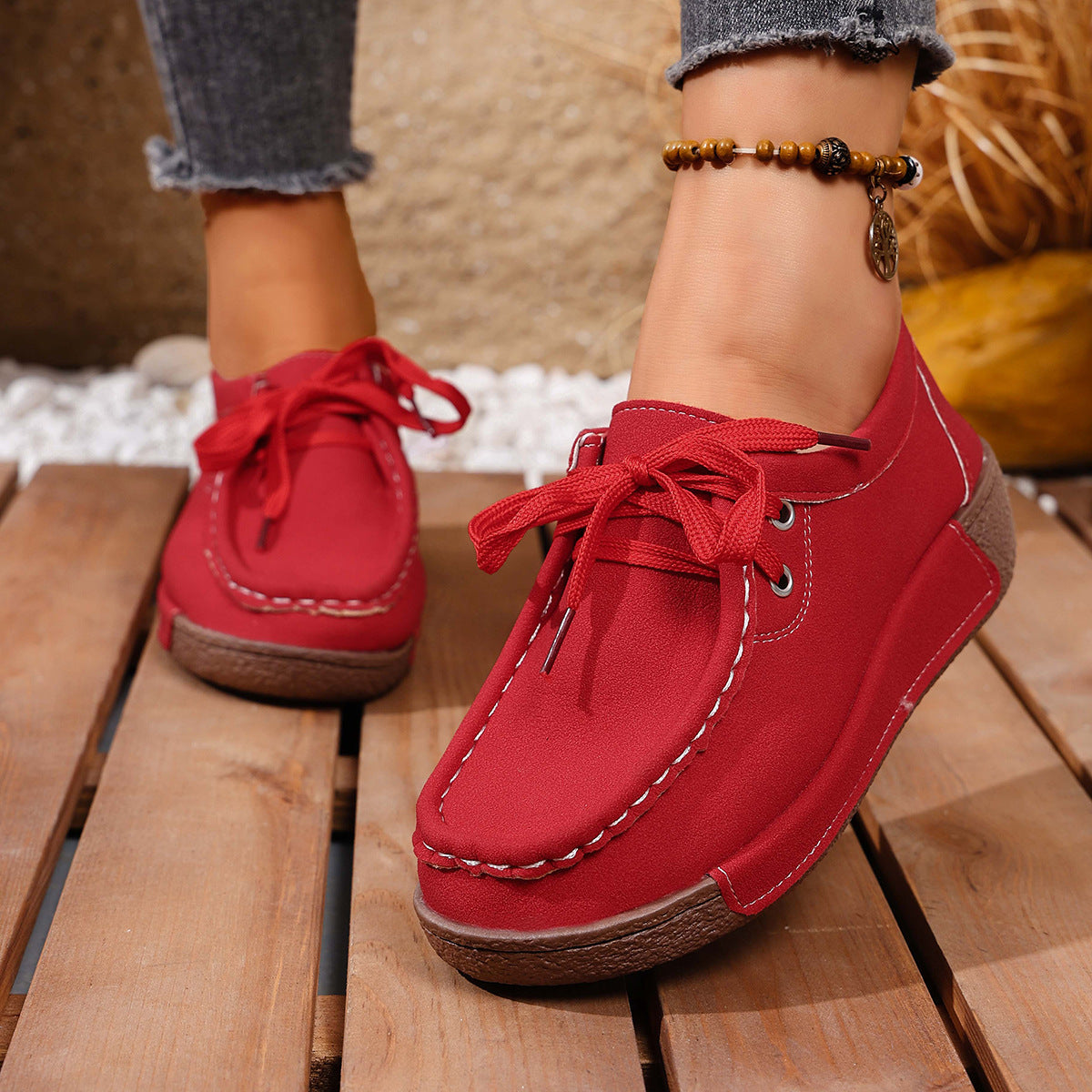 Lace Up Round Toe Sneakers