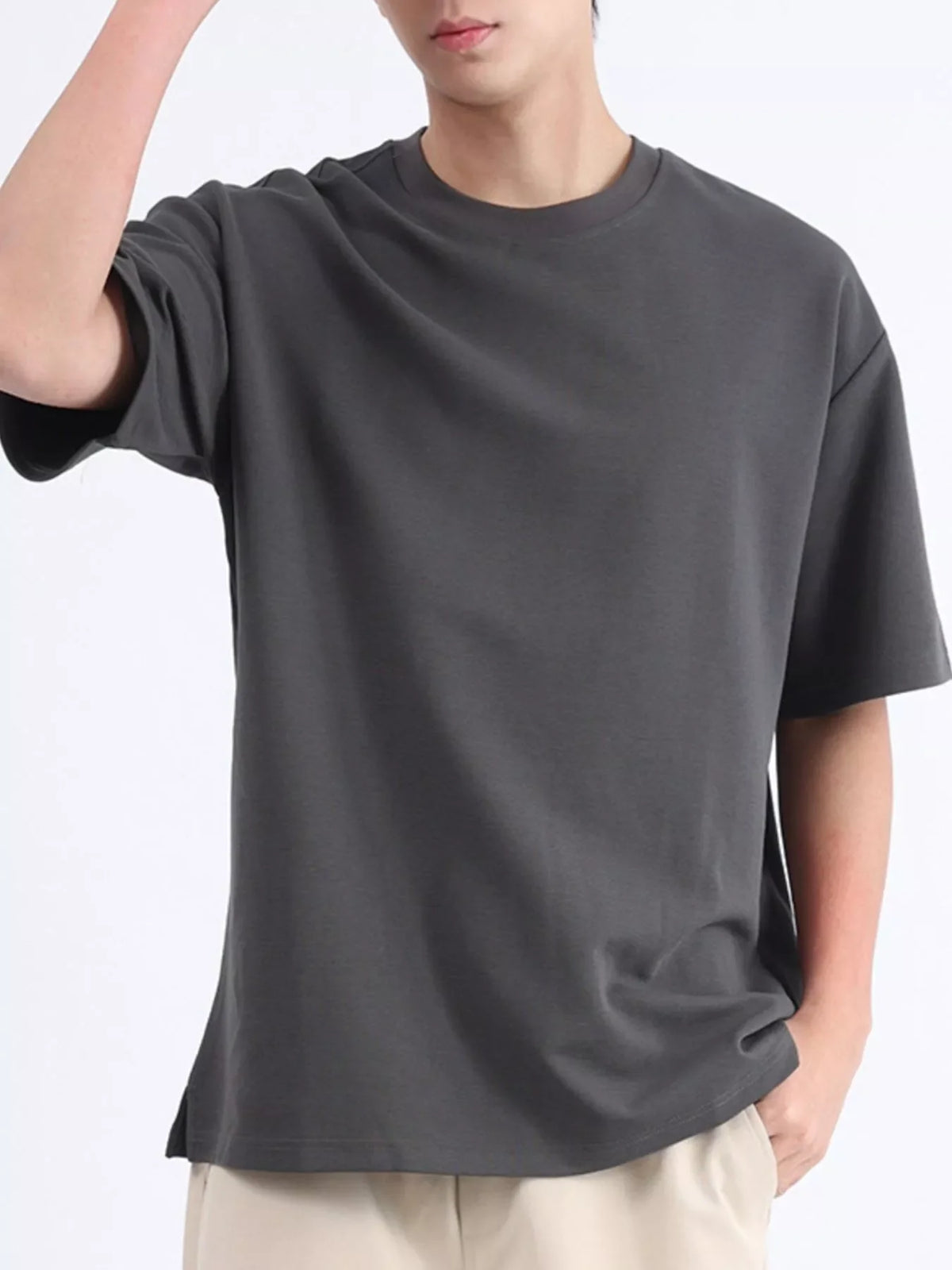 Men's Plus Size Solid Color Round Neck T-Shirt