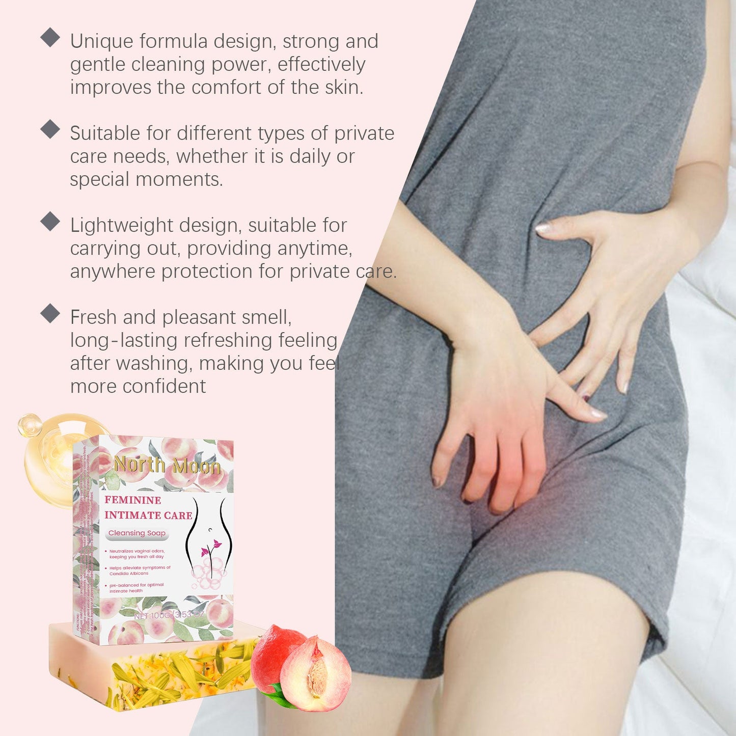 North Moon Women's Body Care Soap Gentle Moisturizing Clean Odor Refreshing Body Skin Care Soap