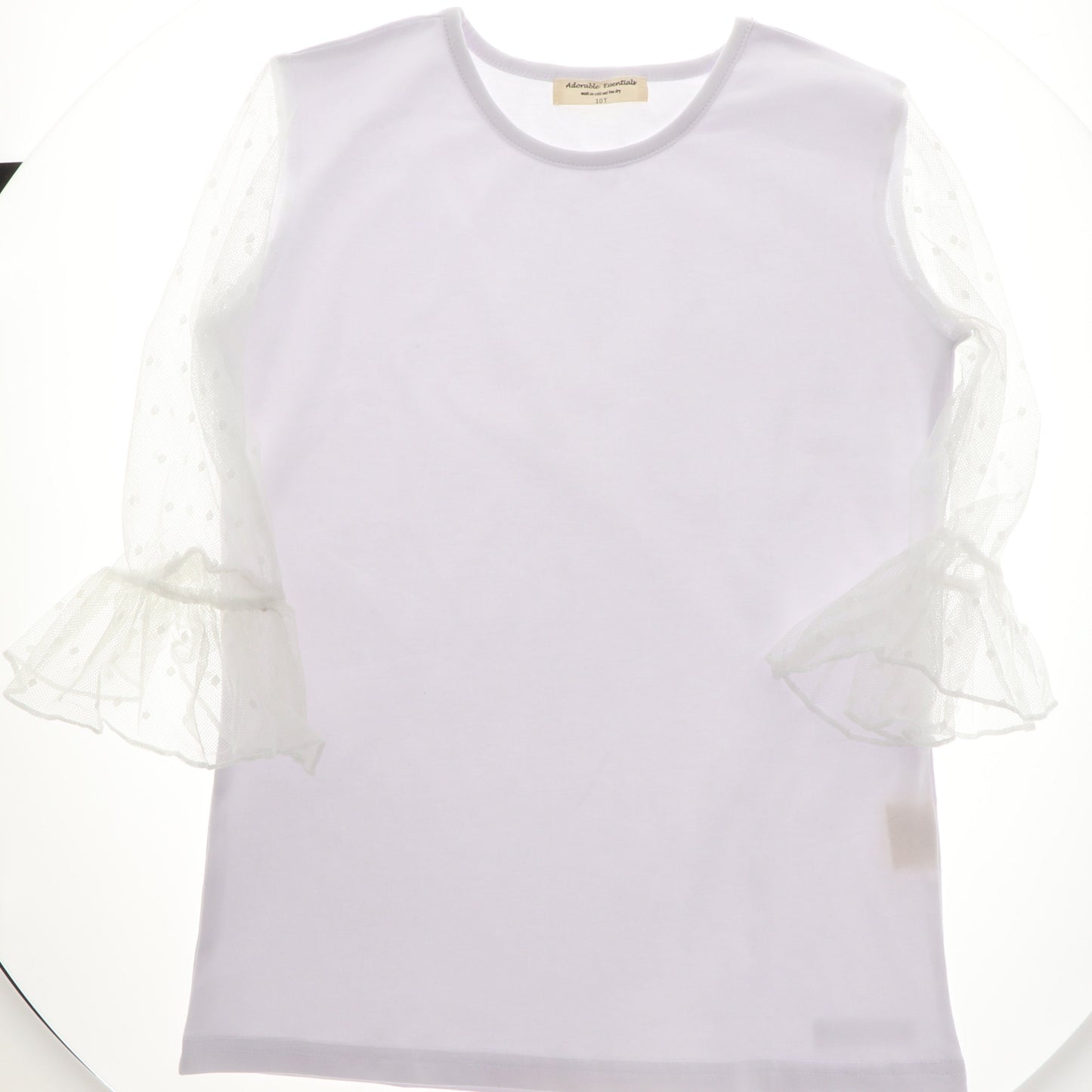 Dainty Lace Mid Sleeve Single Ruffle Shirt