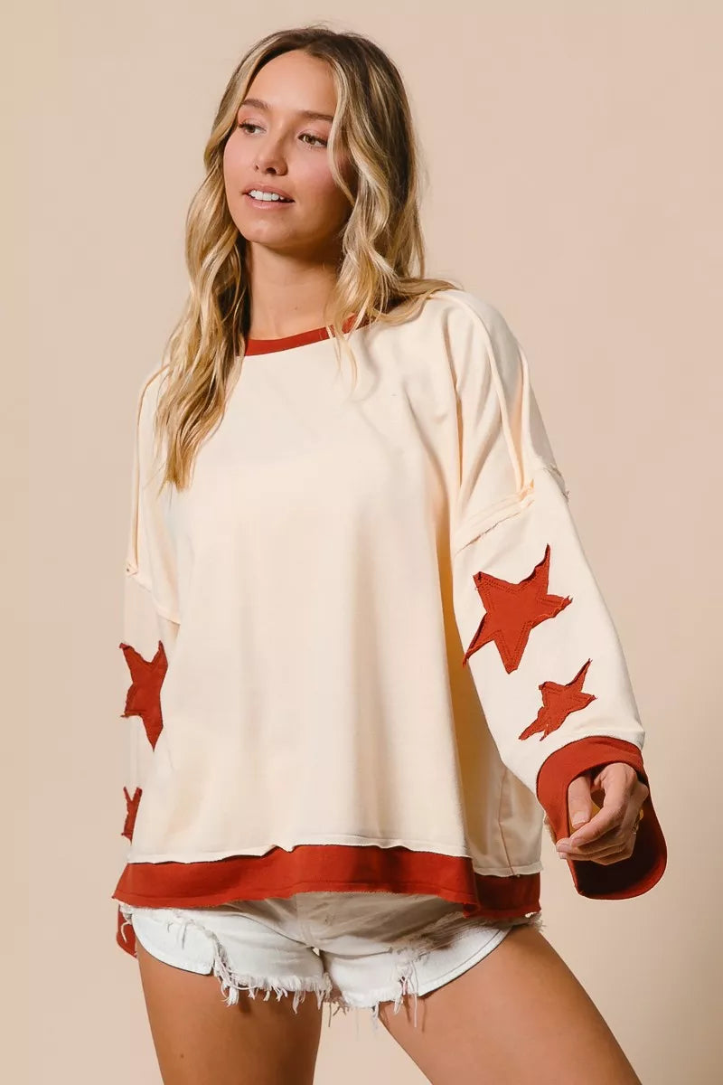 BiBi French Terry Top With Patch Detail Sweatshirt