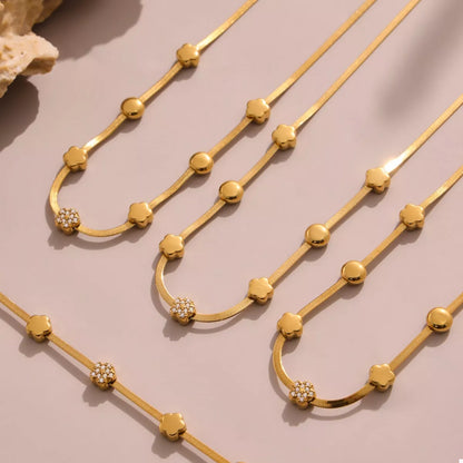 18K Gold-Plated Stainless Steel Zircon Star Moon Necklace