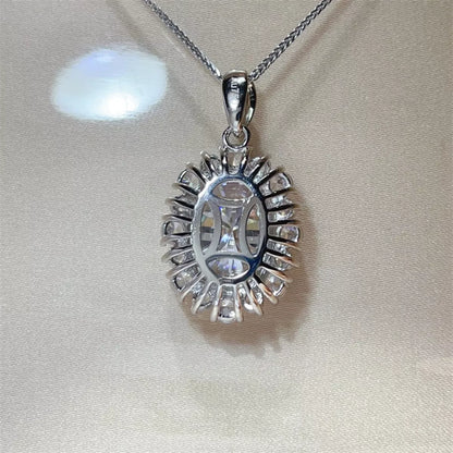 8 Carat Moissanite 925 Sterling Silver Pendant Necklace