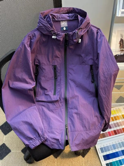 Men's Plus Size Lightweight Hooded Windbreaker Jacket