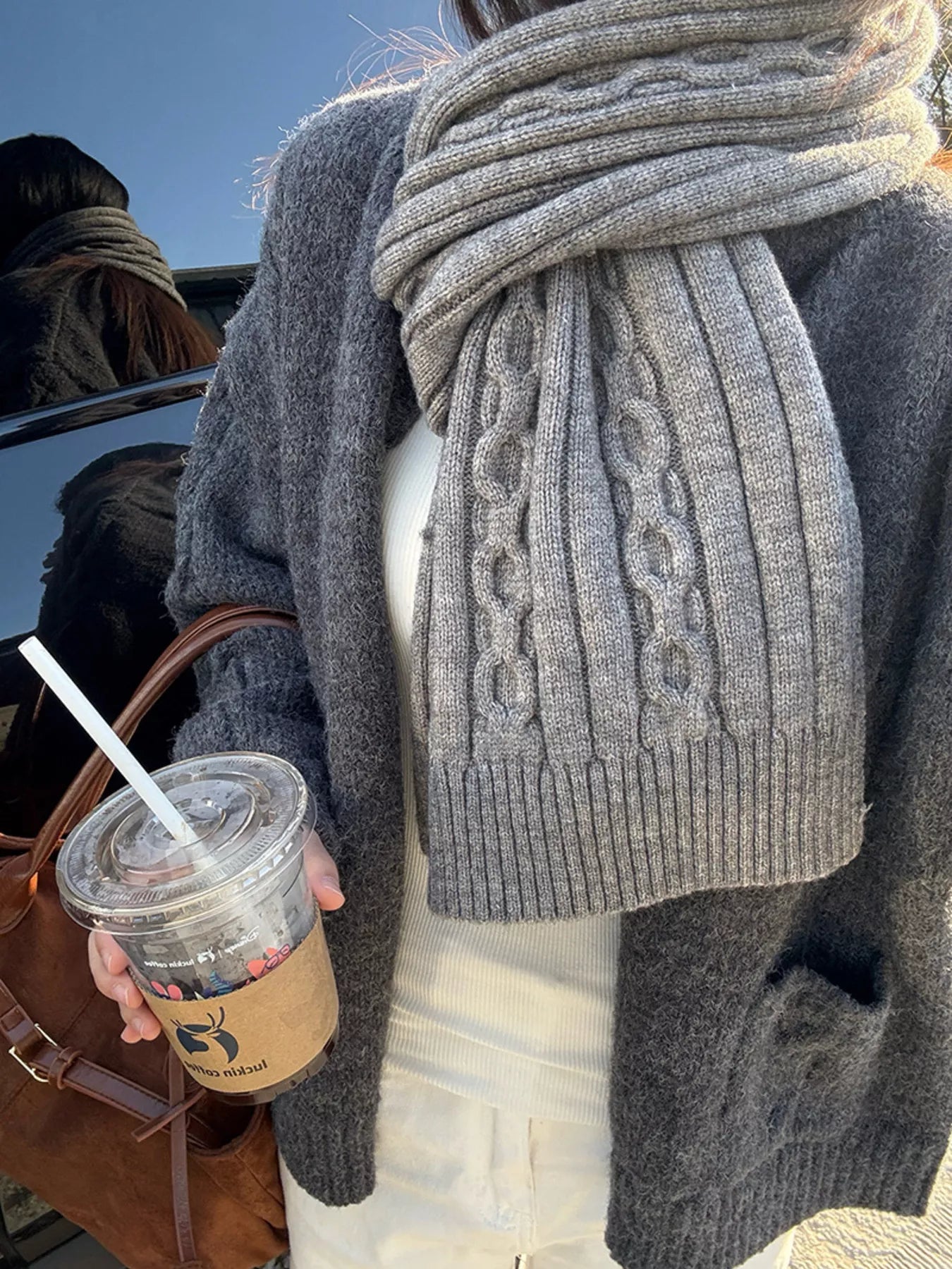 Textured Knit Winter Scarf
