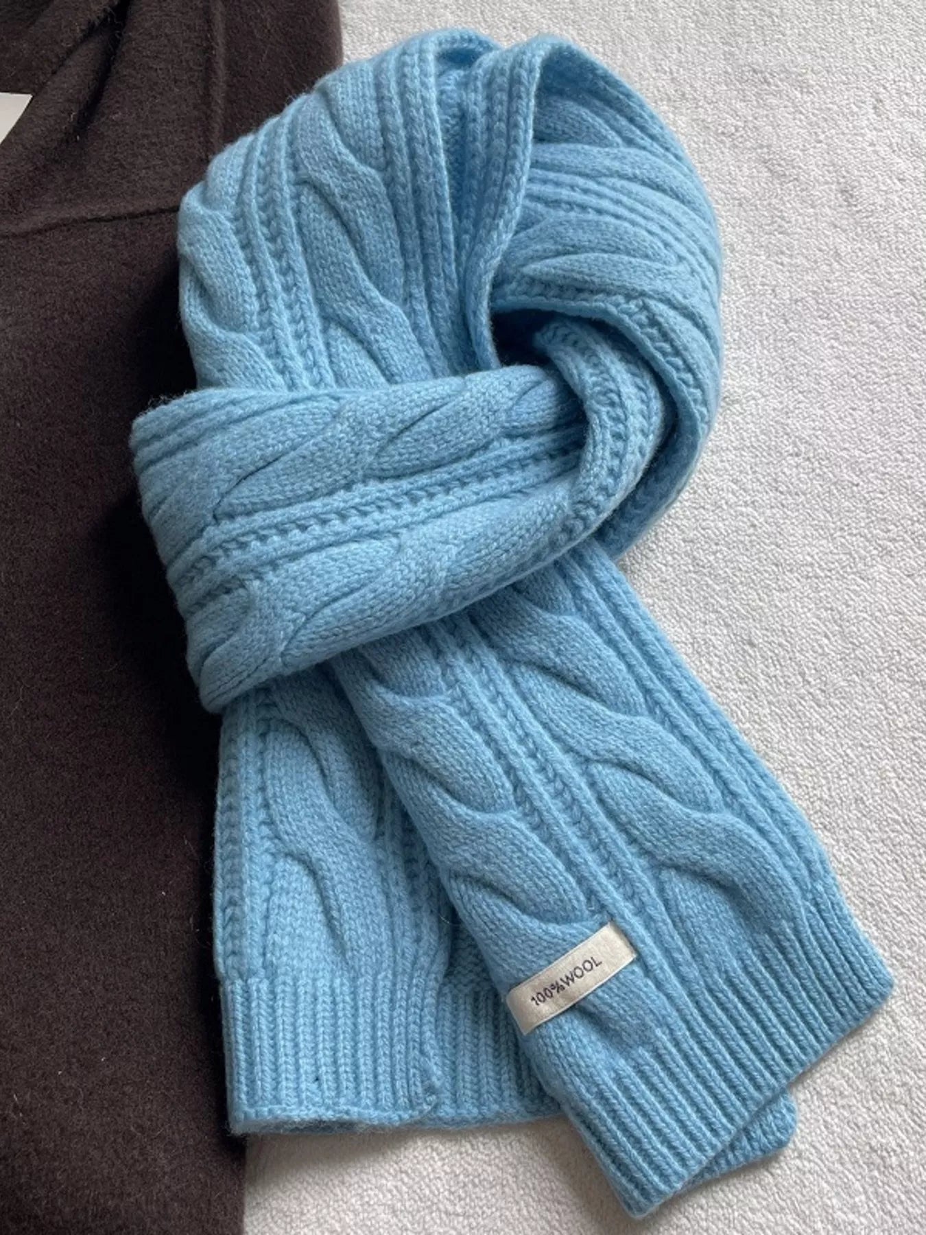 Wool Cable Knit Winter Scarf