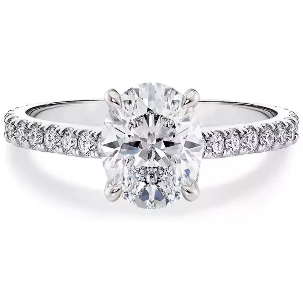 3 Carat 925 Sterling Silver Moissanite Oval Ring