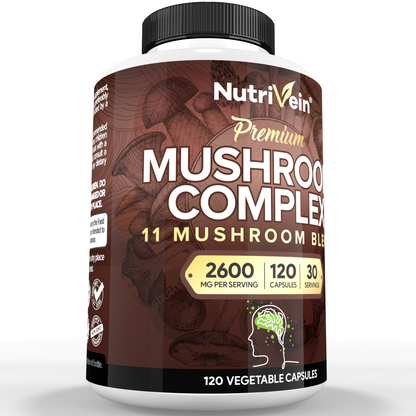 Nutrivein Premium Mushroom Supplement 2600 mg- Bottle 120 Capsules