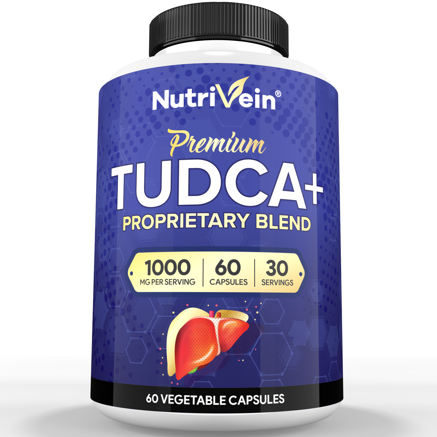 Nutrivein Premium TUDCA+ Liver Support Supplement 1000mg - 30 Day Supply - 60 Capsules