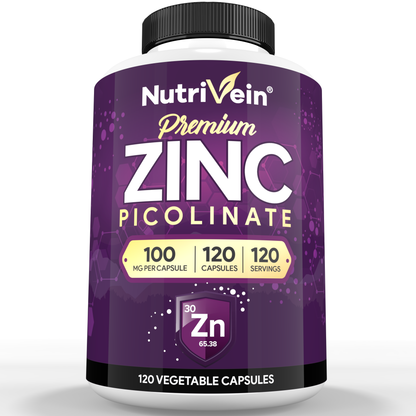 Nutrivein Premium Zinc Picolinate 100mg - 120 Capsules