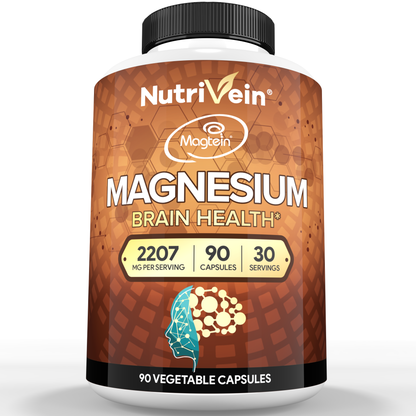 Nutrivein Premium Magtein Magnesium L-Threonate Supplement 2207 mg - 90 Caps (3 a Day)