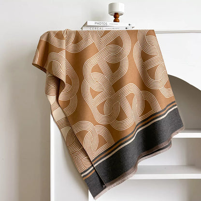 Geometric Pattern Raw Hem Scarf
