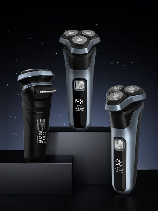 Rechargeable Rotary Electric Shaver with LED Display