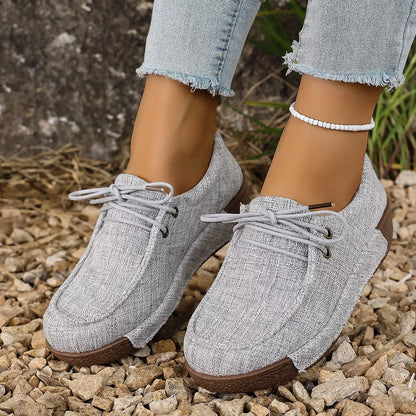 Round Toe  Lace-Up Sneakers