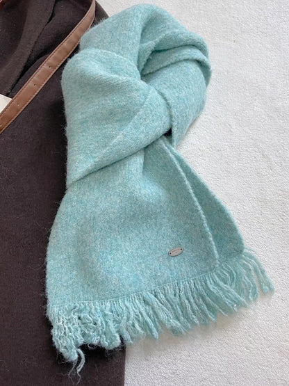 Fringe Hem Knitted Scarf