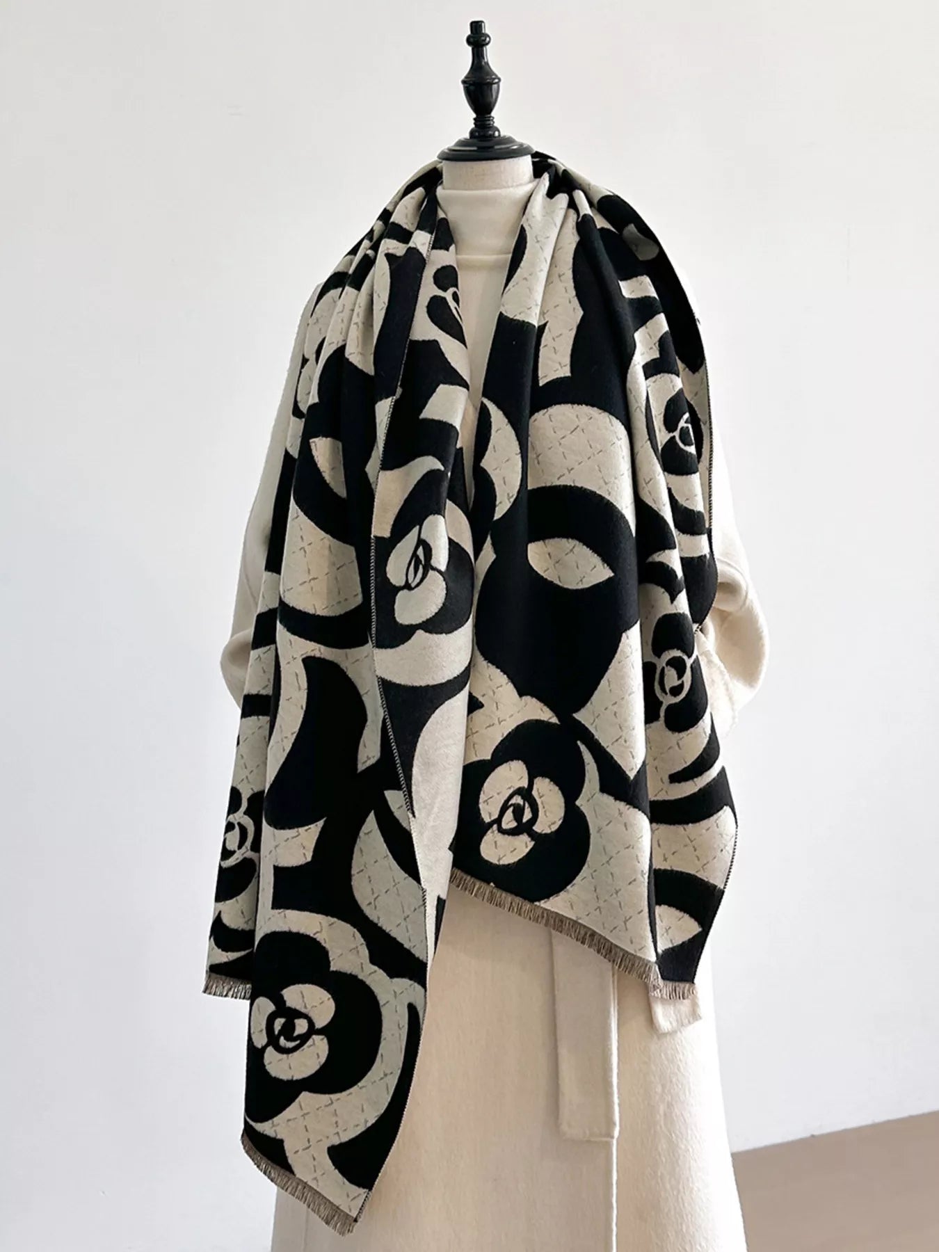 Floral Patterned Warm Scarf