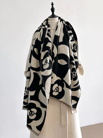 Floral Patterned Warm Scarf