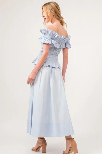And The Why A-line Flowing Elastic Back Midi Skirt