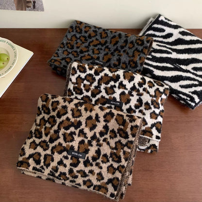 Animal Print Plush Winter Scarf