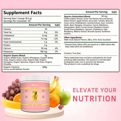 Super Greens Powder Miami Vice Flavor 255g Natural Daily Greens Supplement Supports Energy Digestion Immunity Bloating Relief