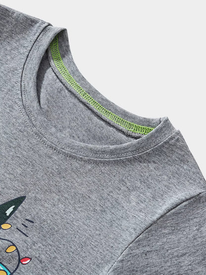 Children's Dinosaur Christmas Tree Graphic Long Sleeve T-Shirt
