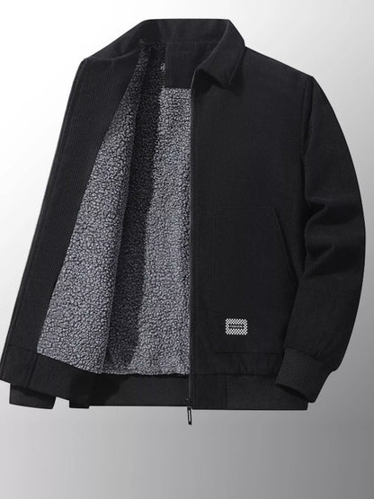 Men's Plus Size Corduroy Sherpa Lined Winter Jacket