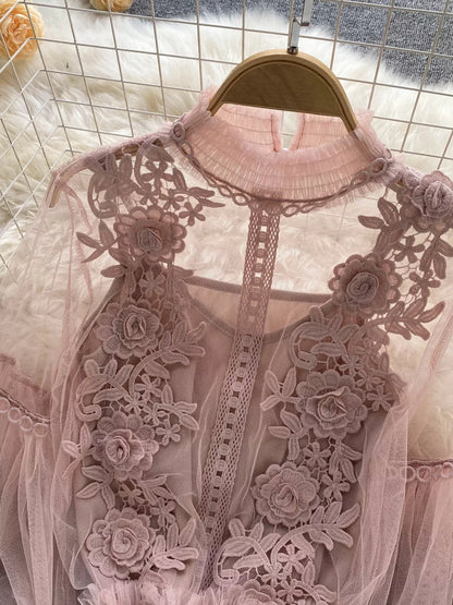 Floral Lace Blouse & Cami Set