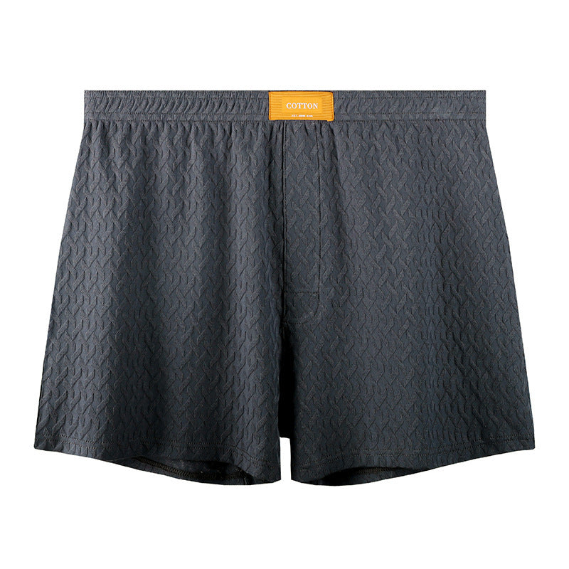 Mens Solid-color Mid-rise Textured Soft Boxer Briefs