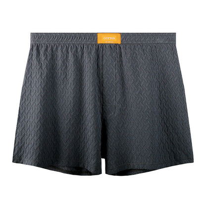 Mens Solid-color Mid-rise Textured Soft Boxer Briefs