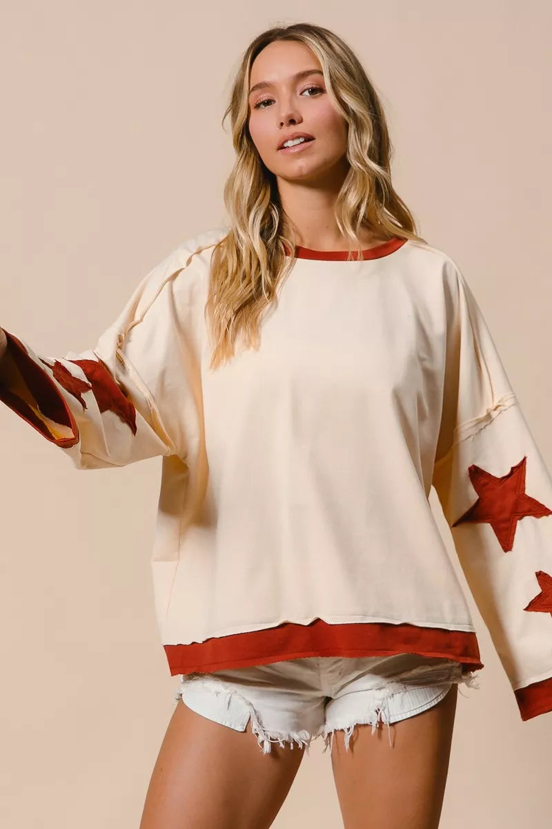 BiBi French Terry Top With Patch Detail Sweatshirt