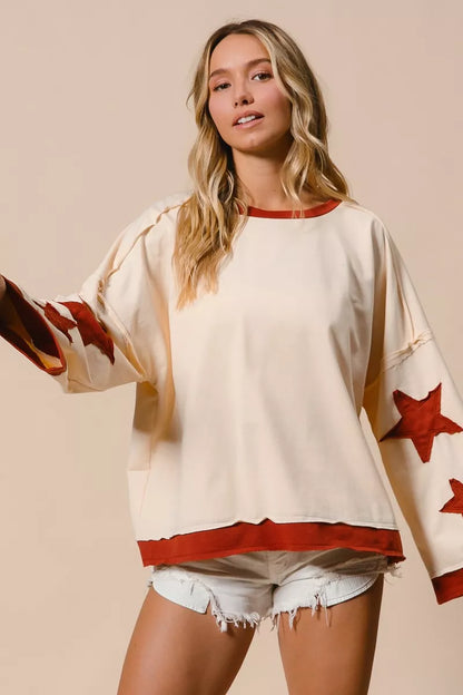 BiBi French Terry Top With Patch Detail Sweatshirt
