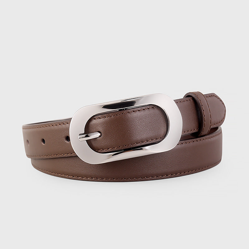 Silver Buckle Leather Belt