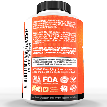 Nutrivein Premium Liposomal Vitamin C Supplement 1650mg - 180 Caps