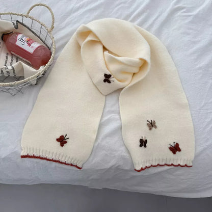 Butterfly Embroidered Knitted Scarf