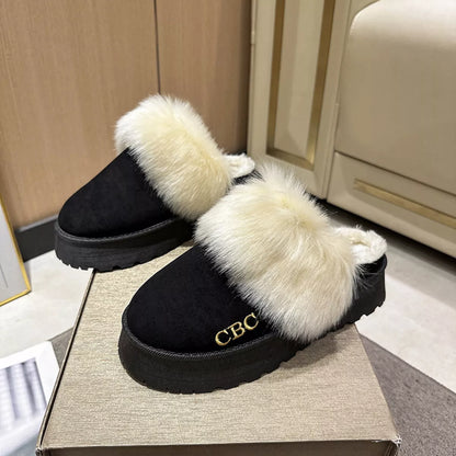Furry Platform Slippers