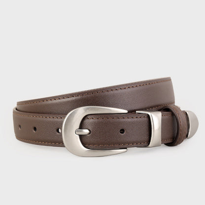 Classic Leather Belt with Silver Buckle
