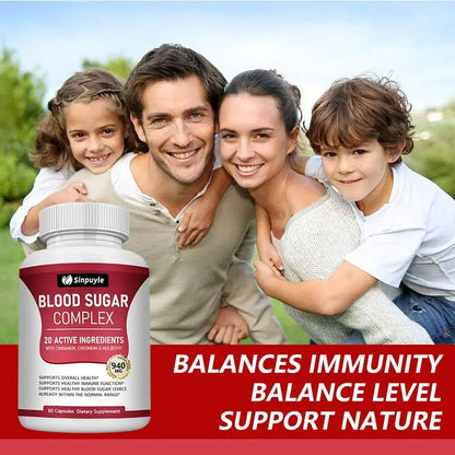 Blood Sugar Complex With Cinnamon, Chromium And Mulberry - 20 Active Ingredients, 60 Capsules - Supports Healthy Blood Sugar Levels