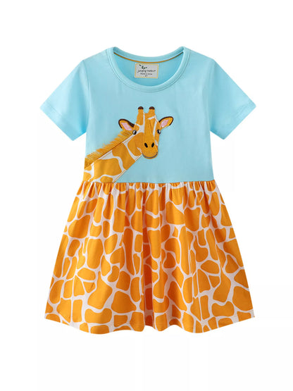 Children's Giraffe Print Casual Dress
