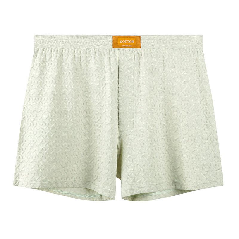 Mens Solid-color Mid-rise Textured Soft Boxer Briefs